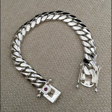 Pulsera de Eslabones cubanos Plata 999- 10mm de ancho